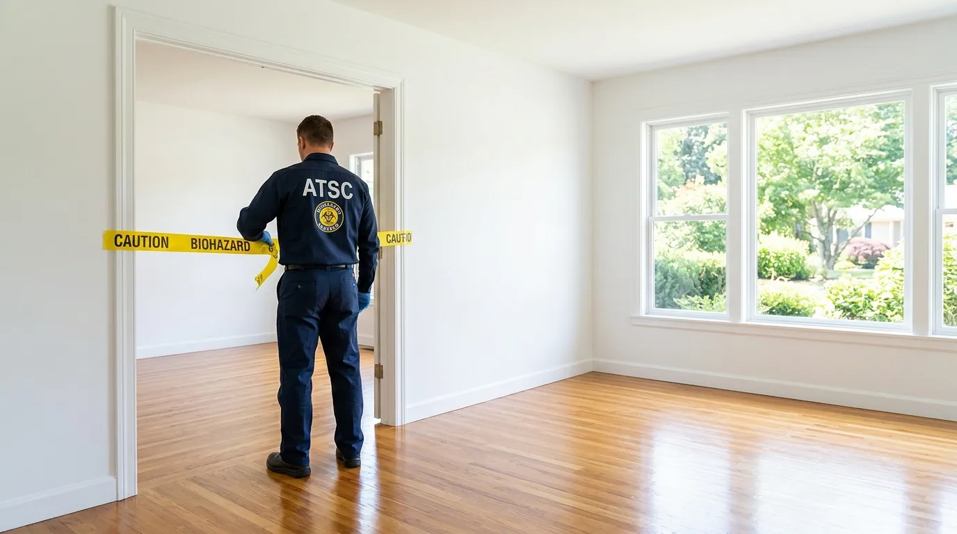 Certified biohazard cleanup crew performing Decomposition Cleanup in Falls Church